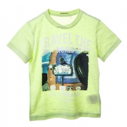 Boy fluo green short sleeve T-shirt